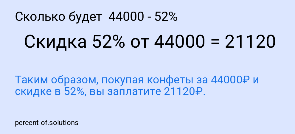 Сколько будет  44000 - 52%