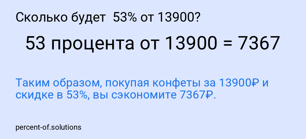Сколько будет 53% от 13900?