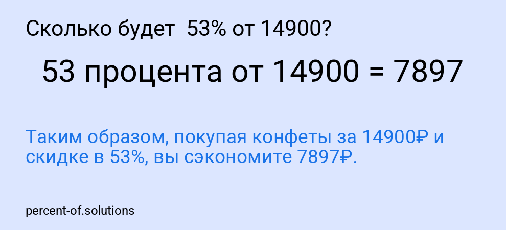 Сколько будет 53% от 14900?