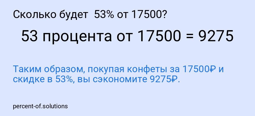 Сколько будет 53% от 17500?