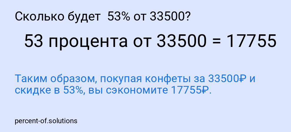Сколько будет 53% от 33500?