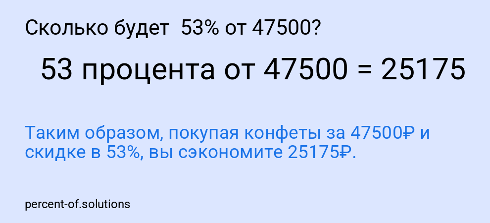 Сколько будет  53% от 47500?