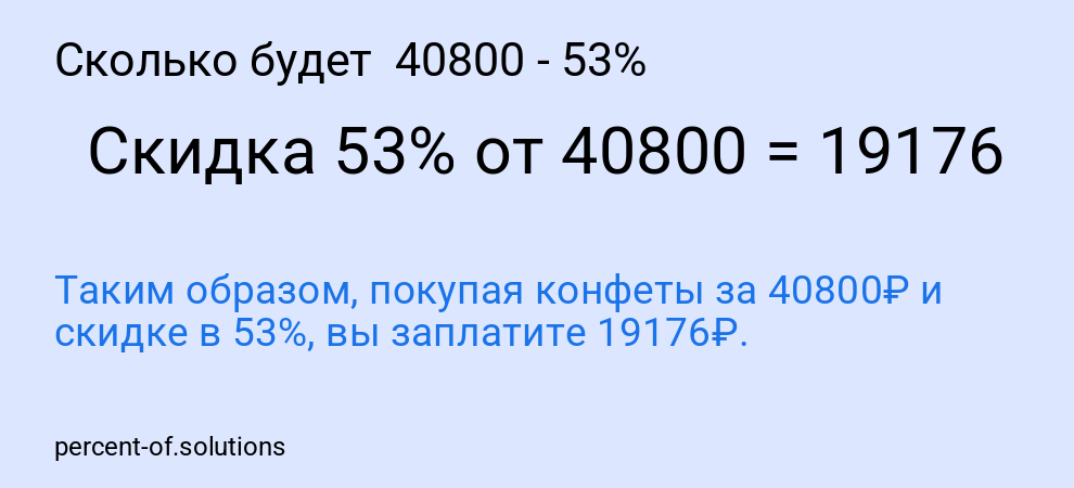 Сколько будет  40800 - 53%