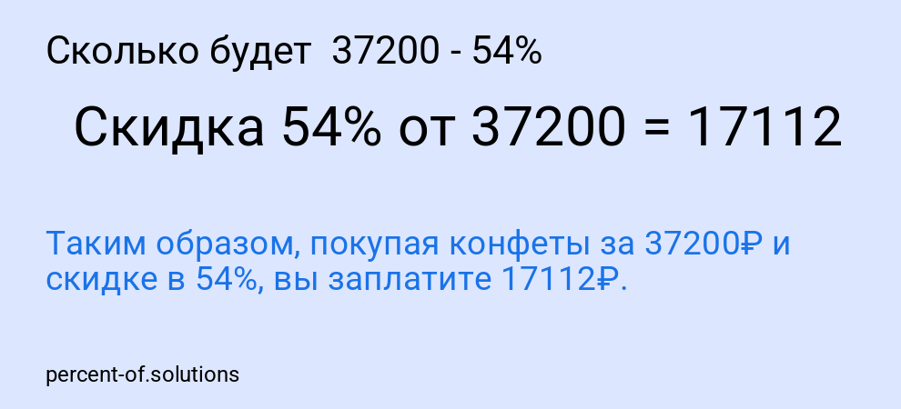 Сколько будет 37200 - 54%