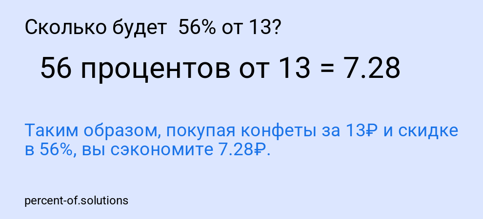 Сколько будет  56% от 13?