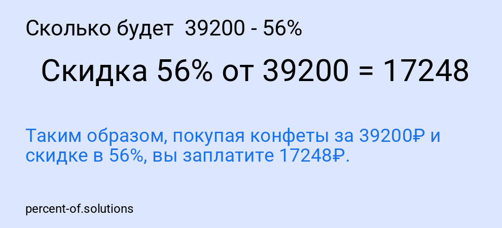 Сколько будет  39200 - 56%
