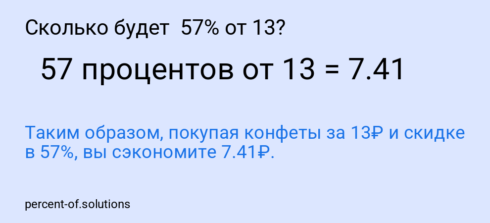 Сколько будет  57% от 13?