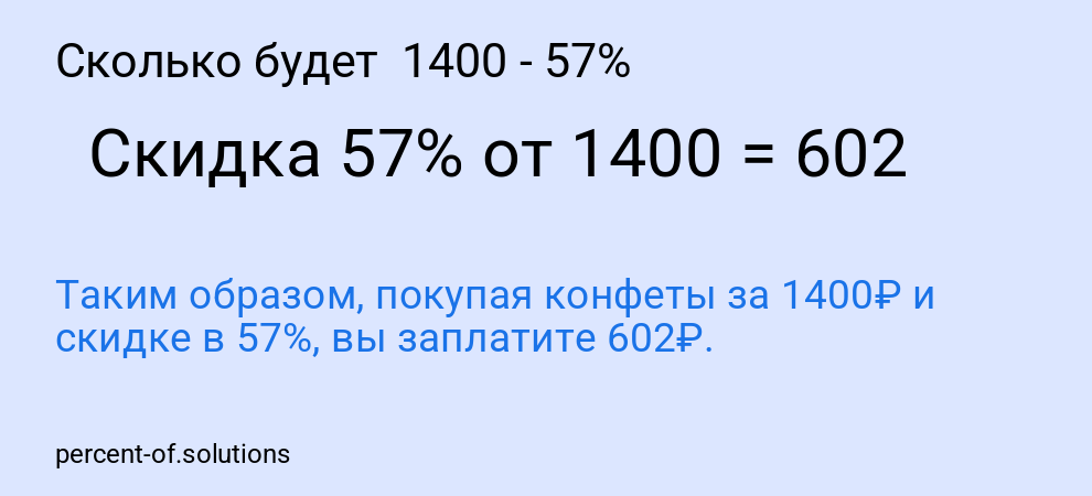 Сколько будет  1400 - 57%