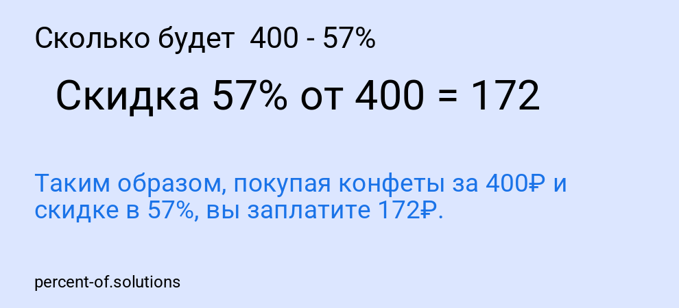 Сколько будет 400 - 57%