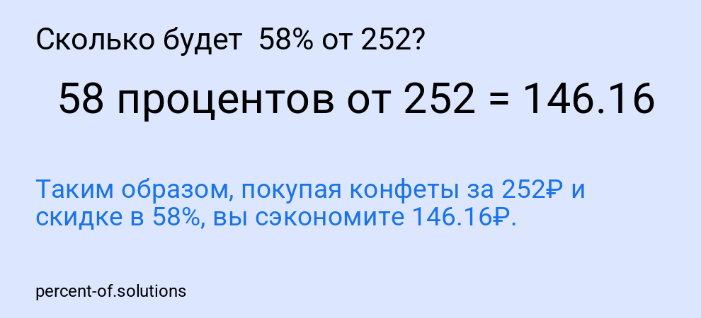 Сколько будет  58% от 252?