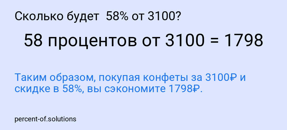 Сколько будет  58% от 3100?