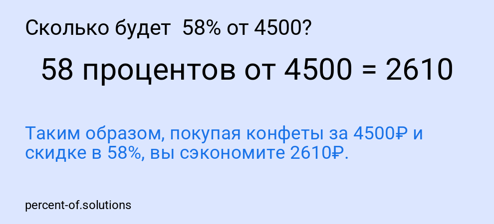 Сколько будет  58% от 4500?