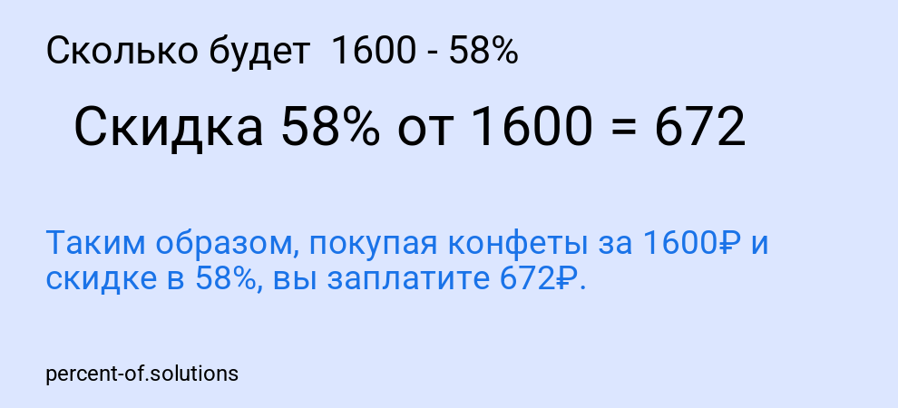 Сколько будет 1600 - 58%