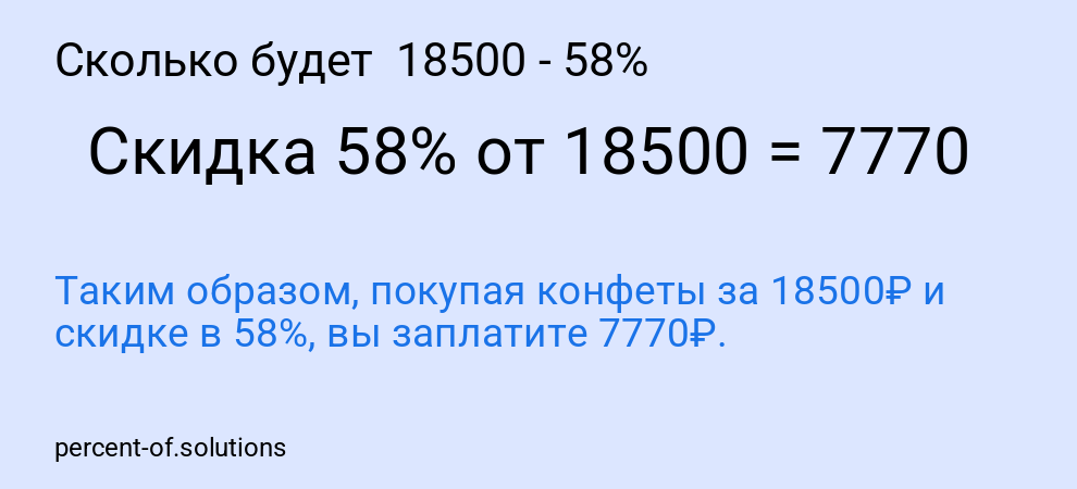 Сколько будет  18500 - 58%