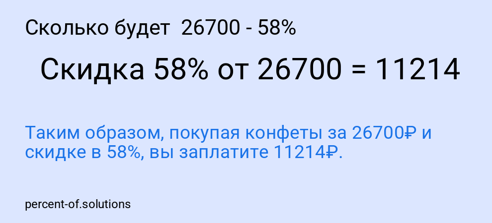 Сколько будет 26700 - 58%