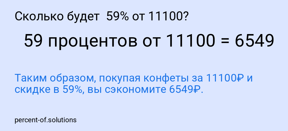 Сколько будет 59% от 11100?