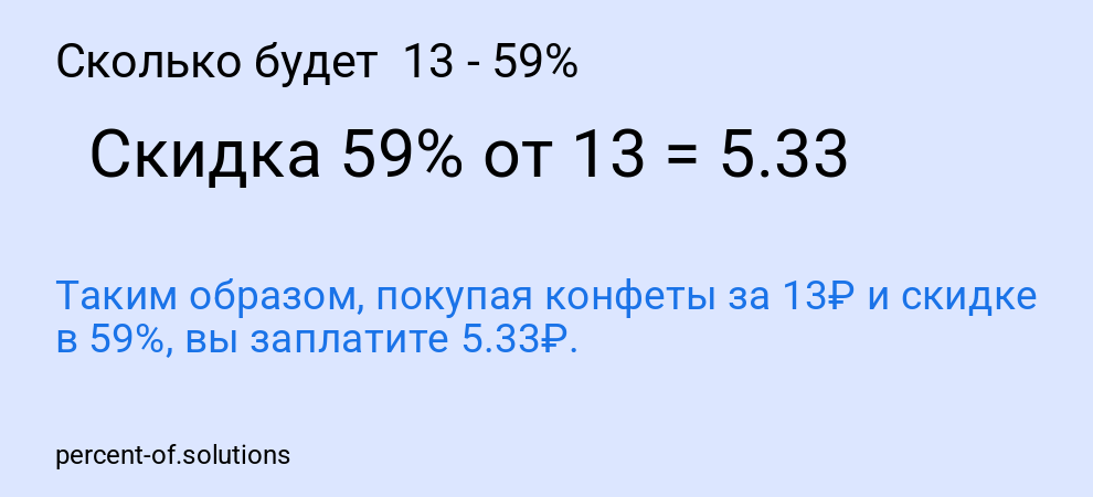 Сколько будет  13 - 59%