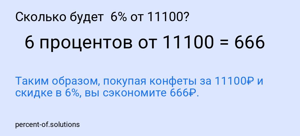 Сколько будет  6% от 11100?