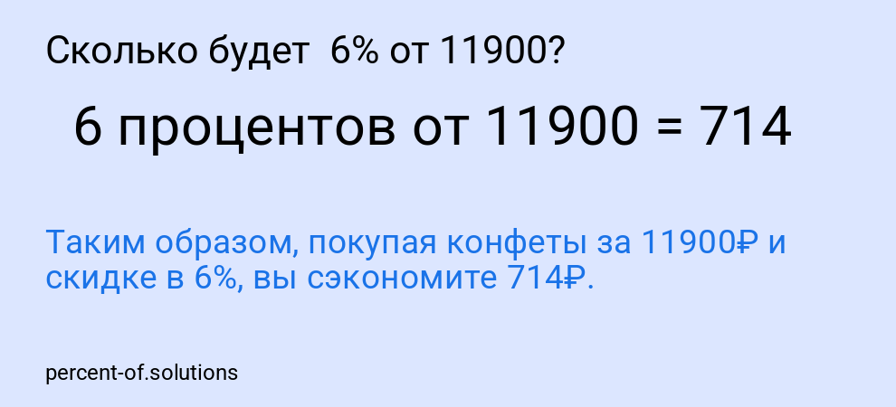 Сколько будет  6% от 11900?
