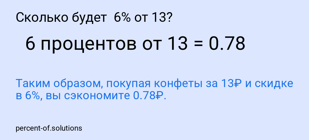 Сколько будет  6% от 13?