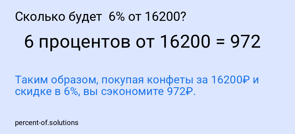 Сколько будет 6% от 16200?