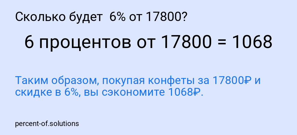 Сколько будет  6% от 17800?