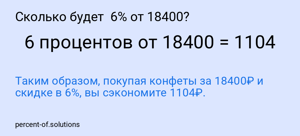Сколько будет 6% от 18400?