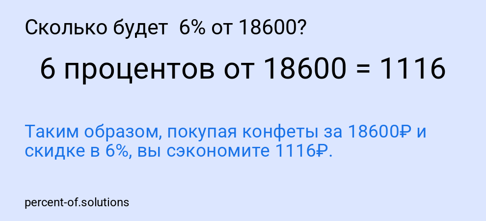 Сколько будет  6% от 18600?