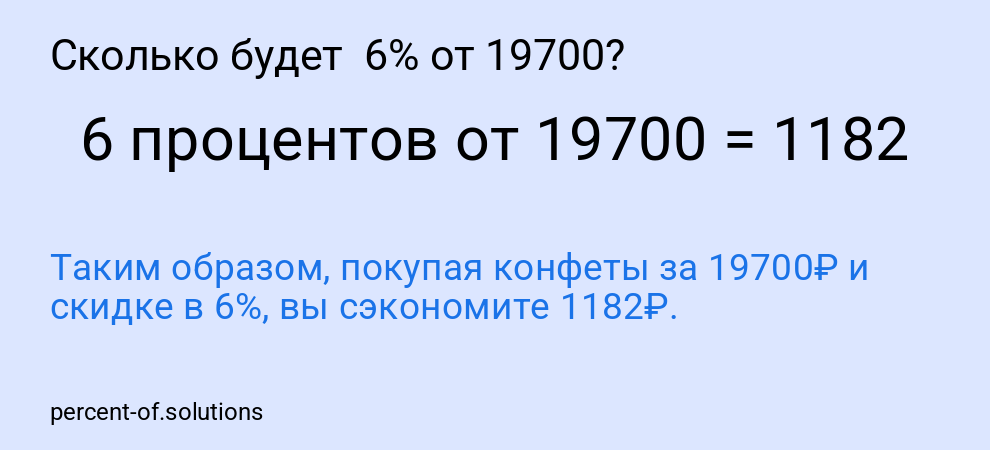 Сколько будет  6% от 19700?