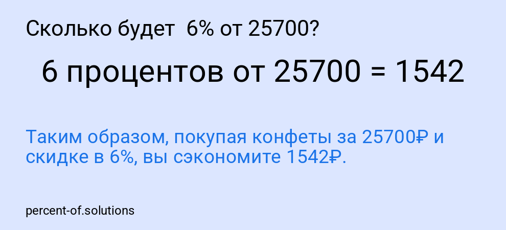 Сколько будет 6% от 25700?