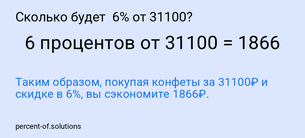 Сколько будет  6% от 31100?