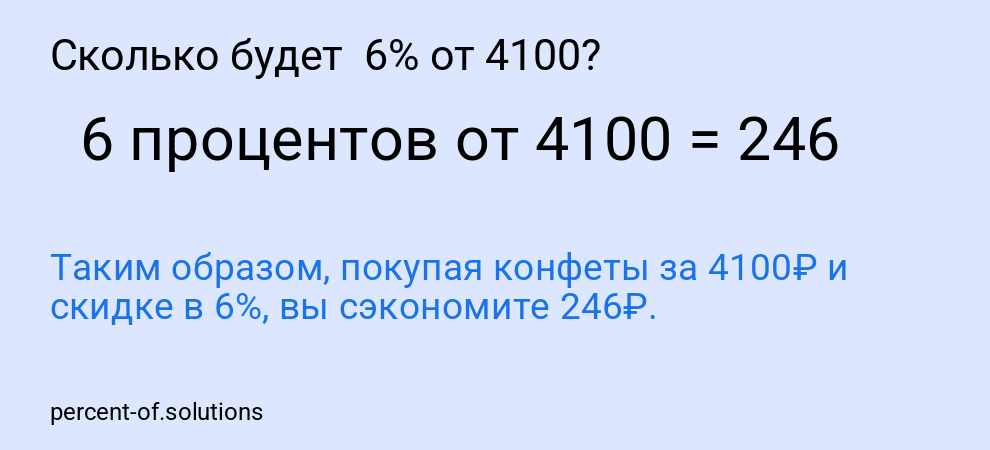 Сколько будет 6% от 4100?