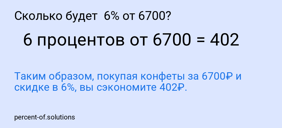 Сколько будет  6% от 6700?