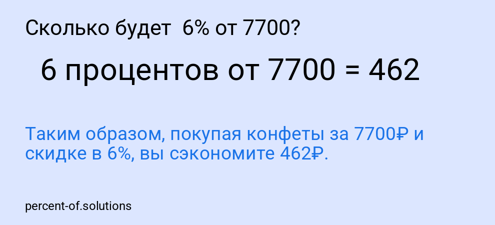 Сколько будет  6% от 7700?