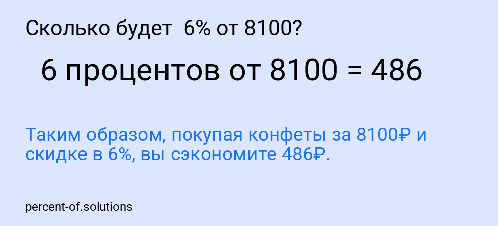 Сколько будет  6% от 8100?