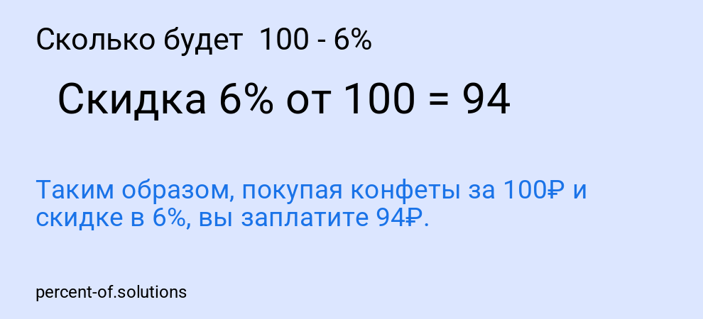 Сколько будет 100 - 6%