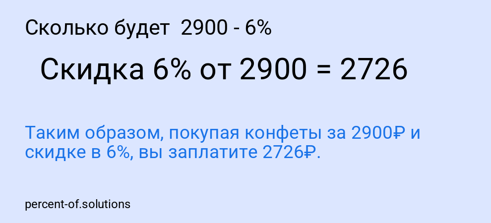 Сколько будет  2900 - 6%