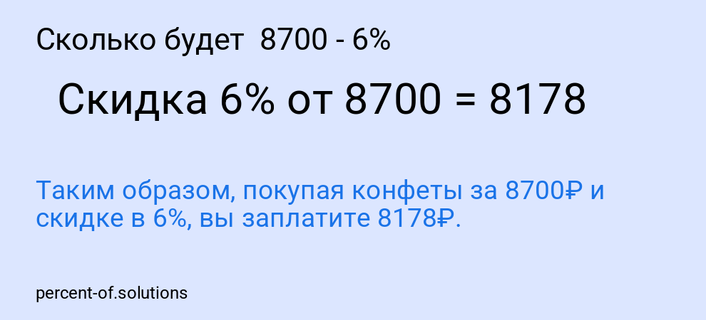 Сколько будет 8700 - 6%