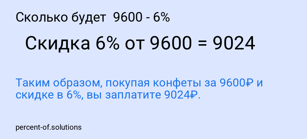 Сколько будет  9600 - 6%