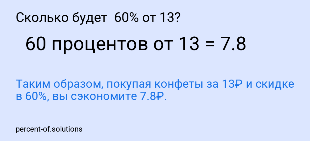 Сколько будет  60% от 13?