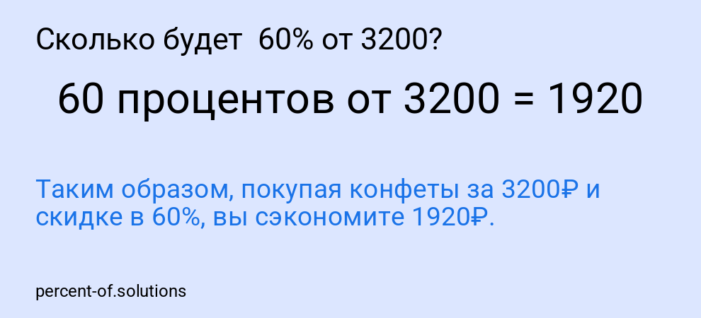 Сколько будет  60% от 3200?