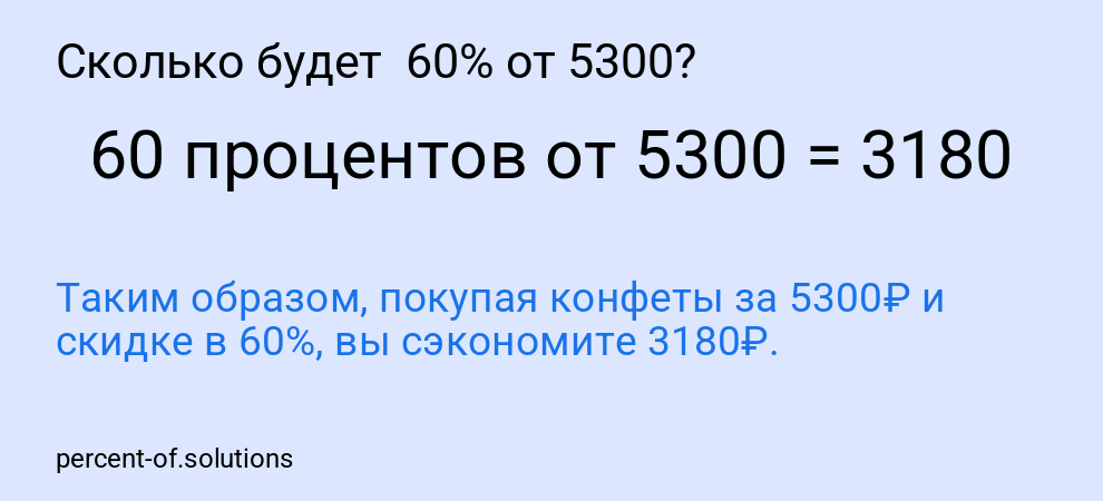 Сколько будет 60% от 5300?