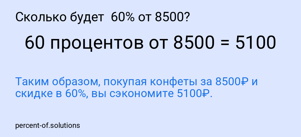 Сколько будет  60% от 8500?