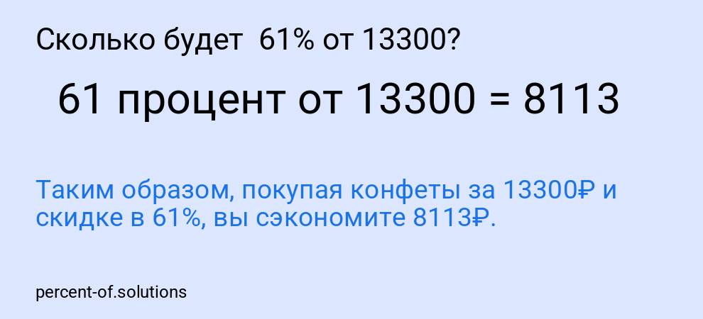 Сколько будет 61% от 13300?
