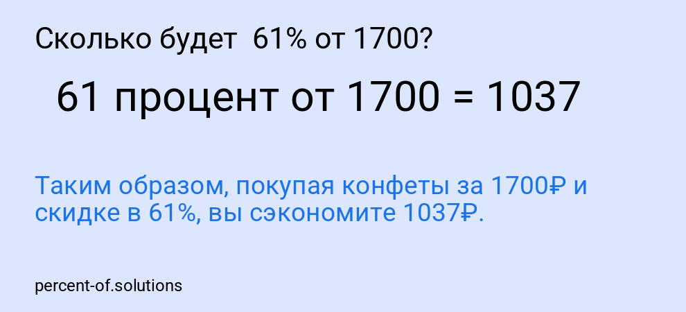 Сколько будет 61% от 1700?