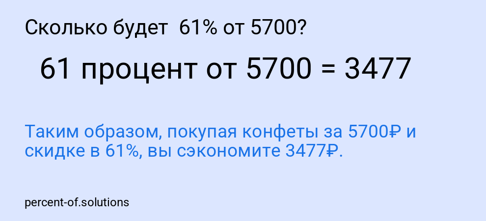 Сколько будет  61% от 5700?
