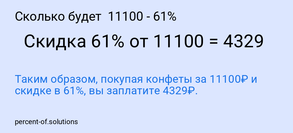 Сколько будет 11100 - 61%