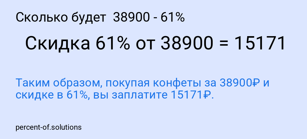 Сколько будет  38900 - 61%