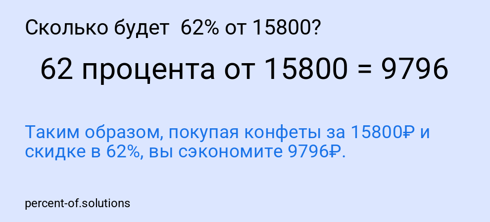 Сколько будет  62% от 15800?