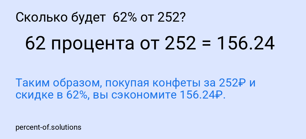 Сколько будет  62% от 252?